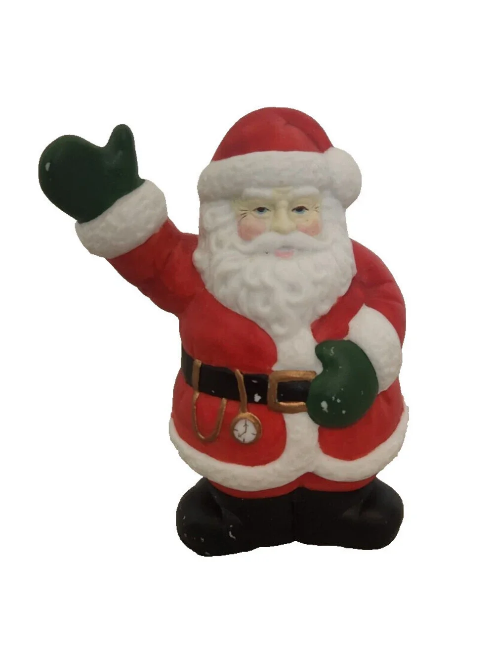 Glow Santa Claus Hollow Waving Ceramic 1993 Vintage Christmas Figurine Holiday